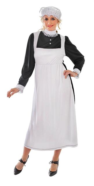 Ladies Victorian Maid Fancy Dress Costume 10-14